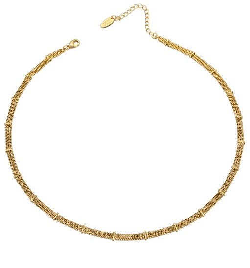 Brass Elegance Choker with Crystal Heart Necklace