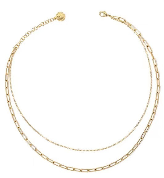 Double-Layer Brass Chain Necklace Set